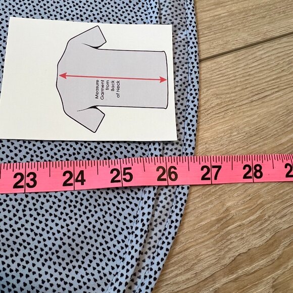 Ann Taylor Light Blue & Black Dotted Short Sleeve Blouse Size M summer crew neck - Picture 6 of 7